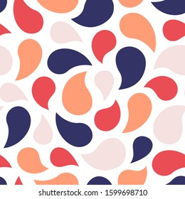 Abstract colourful shape pattern. Vector seamless pattern with hand drawn elements. Great for wallpaper, web background, wrapping paper, fabric, packaging, greeting cards, invitations and more.