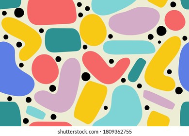 Abstract colourful shapes vector seamless illustration. Used for borders, ribbons, tape, cover design.