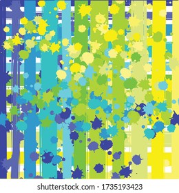 Resumen de colores de salpicadura coloridos con pincel de pintura y fondo de patrón de líneas. Creativo fondo de colores brillantes para su diseño