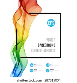 Abstract colourful wave with frame isolated on white background. Vector illustration for modern business design. Futuristic wallpaper. Cool element for presentation, card, flyer and brochure.