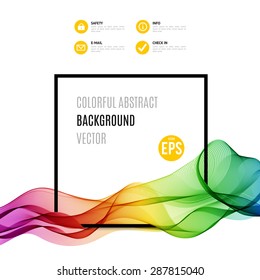 Abstract colourful wave with frame isolated on white background. Vector illustration for modern business design. Futuristic wallpaper. Cool element for presentation, card, flyer and brochure.