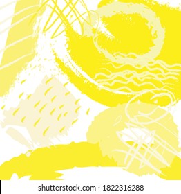Abstract colourful yellow paint brush and strokes, splash colours pattern background. Creative nice hand drawn and stripes texture for your design