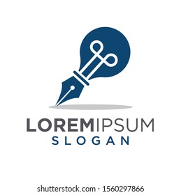 abstract colourfull bright idea pen logo design template
