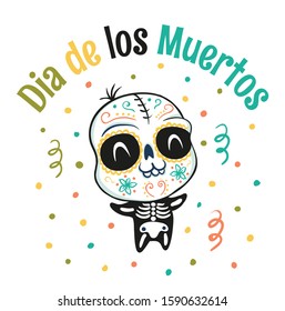 Abstract colourfull Dia de los muertos vector image design template