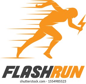 Abstract colourfull flash run logo design template