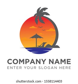 abstract colourfull sun set logo design template
