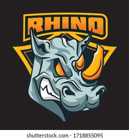 Abstract colourfull wild rhino mascot logo