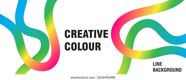 Cartel de líneas de Colores Abstractas, Anuncio, fondos con .Wave gradiente Patrón de Formas de color. Elementos gráficos fluidos de colores de arco iris. Pósters con cintas onduladas y espirales Cubierta de estilo minimalista.