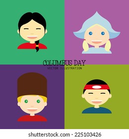 abstract columbus day background with four different cultures