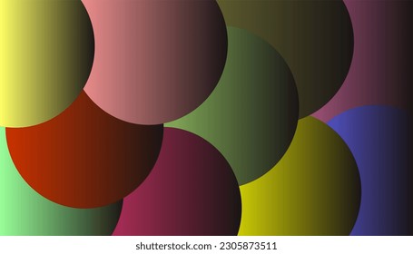 Abstract combination background with various colors and shapes of leaves with various colors and shapes of round patterns
