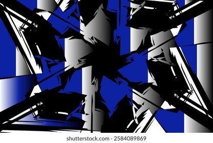 abstract with a combination of blue, black and white, Unique digital design with geometric elements that give a modern and stylish impression.