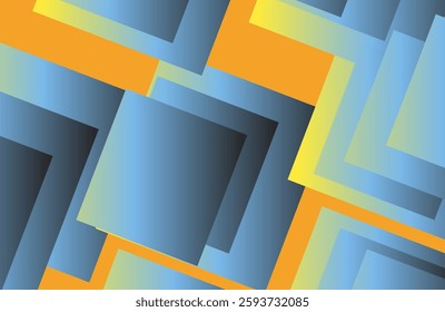 Abstract with a combination of blue, yellow and orange.