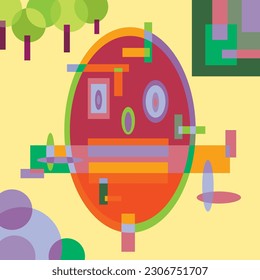 abstract combination of colors with various shapes to make a mask vector stock background image