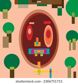 abstract combination of colors with various shapes to make a mask vector stock background image