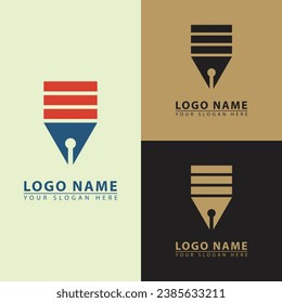 Abstract combination of pen and book logo icon. Abstract vector flat education logo graphic. good for industry, business and education.