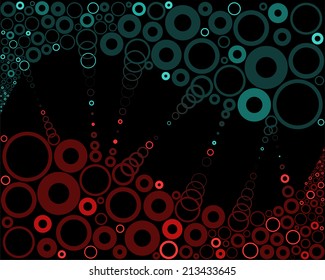 Abstract combination of several different circles in multiple colors