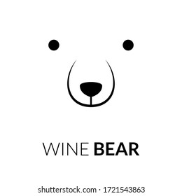 an abstract combination sign of bear and wine glass. Isolated Vector Illustration. 