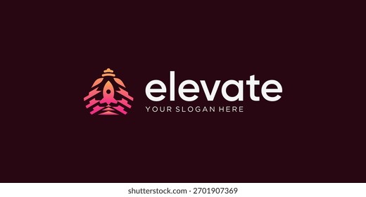 Abstrakte Kombination aus schnellem Raketenstart mit Glühbirne, Logo-Design, Vektorinspiration.	
