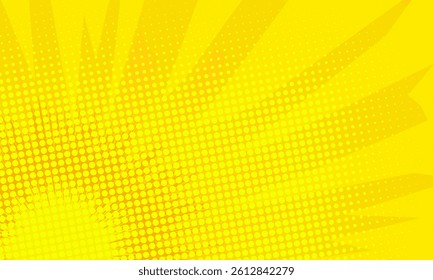 abstract comic background with explosion dot halftone on yellow