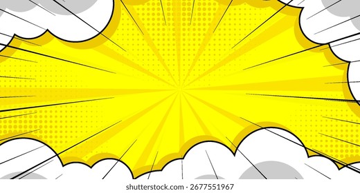 abstract comic background with zoom effect and cartoon cloud element. EPS 10