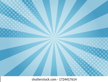 estilo de caricatura de fondo azul cómico abstracto. luz solar. ilustración vectorial.
