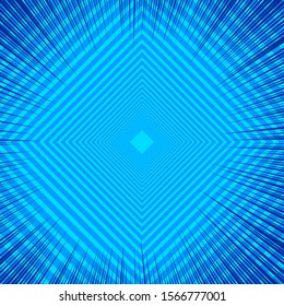 Abstract comic blue background with rays and diamonds pattern. Vector illustration
