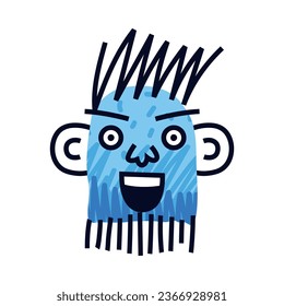 Abstract Comic Blue Face Show Emotion Vector Illustration