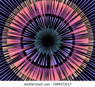 Abstract comic book background with speed lines in rainbow colors, motion effect.