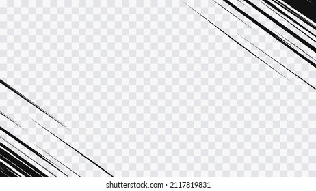 Abstract comic book flash explosion radial lines on transparent background. Vector illustration superhero design. Bright black light strip burst. Flash ray blast glow. Speed lines Manga frame. Anime