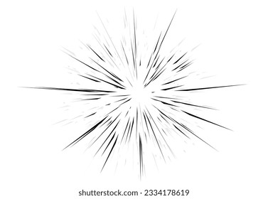 Abstract Comic Book Flash Explosion Blast Radial Lines. Comic Radial Speed Lines. Graphic Explosion with Speed Lines. Comic Book Design Element. Vector Illustration.