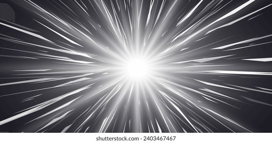 Abstract Comic Book Flash Explosion Blast Radial Lines. Comic Radial Speed Lines. Graphic Explosion with Speed Lines. Hyper Space Warp Jump Teleport Effect. Quick Zoom Effect. VFX Vector Illustration.