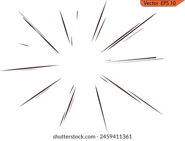 Abstract comic book flash explosion radial lines on transparent background. Comic book action lines. Speed lines Manga frame. Cartoon halftone line. 