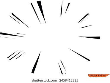 Abstract comic book flash explosion radial lines on transparent background. Comic book action lines. Speed lines Manga frame. Cartoon halftone line. Accent attention.