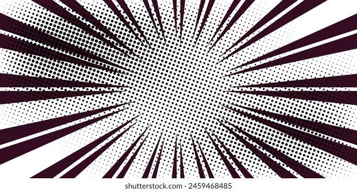 Abstract comic book flash explosion radial lines background. Vector illustration for superhero design. Bright black white light strip burst. Flash ray blast glow.