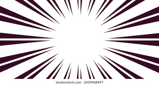 Abstract comic book flash explosion radial lines background. Vector illustration for superhero design. Bright black white light strip burst. Flash ray blast glow.