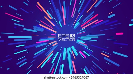 Abstract Comic Book Flash Explosion Blast Radial Lines. Comic Radial Speed Lines. Graphic Explosion with Speed Lines. Hyper Space Warp Jump Teleport Effect. Quick Zoom Effect. VFX Vector Illustration.