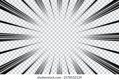 Abstract comic book flash explosion radial lines on transparent background. Super hero design vector illustration.