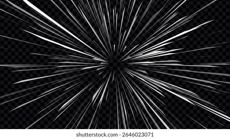Cópia arquivada em 15 de julho de 2013 "Abstract Comic Book Flash Explosion Blast Radial Lines" . Anime Manga Style Comic Radial Speed Lines. Explosão gráfica com linhas de velocidade. Efeito de zoom rápido. Ilustração de vetor VFX.