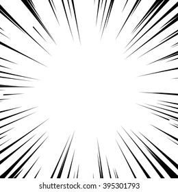 Abstract Comic Book Flash Explosion Radial Lines Background. Vector Illustration For Superhero Design. Bright Black White Light Strip Burst. Flash Ray Blast Glow. Manga Cartoon Hero Fight Print Stamp