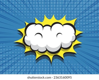 abstract comic book, pop art cartoon with blank speech bubble halftone dotted background vector illustration