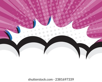 abstract comic book, pop art cartoon with blank speech bubble halftone dotted background vector illustration