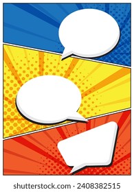 abstract comic book, pop art cartoon with speech bubble template background vector illustration