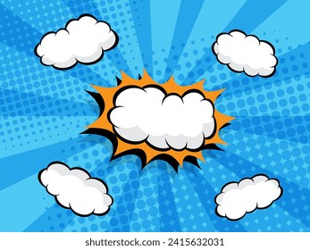abstract comic book, pop art cartoon background with blank speech bubble vector illustration