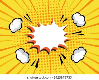 historieta abstracta, fondo de dibujos animados de arte pop con ilustración vectorial de burbuja de discurso en blanco