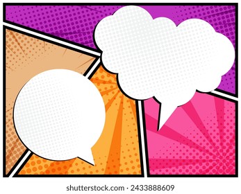 libro de historietas abstracto, diseño de caricatura de arte pop plantilla de medio tono de fondo punteado con espacio en blanco para agregar su ilustración vectorial de texto
