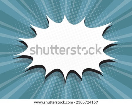 abstract comic book, pop art cartoon with blank speech bubble halftone dotted background vector illustration