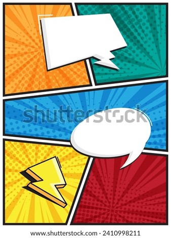 abstract comic book, pop art cartoon with speech bubble template background vector illustration