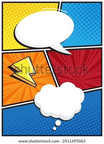 abstract comic book, pop art cartoon with speech bubble template background vector illustration