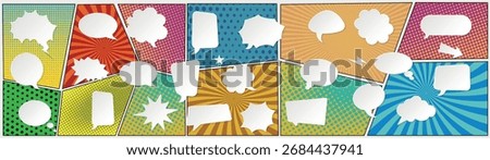 abstract comic book, pop art cartoon with speech bubble template background vector illustration