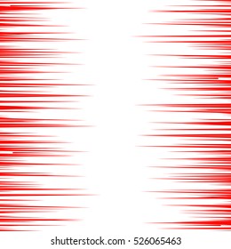 Abstract comic book speed lines background. Vector illustration for superhero design. Bright red and white light strip burst. Flash ray blast glow. Cartoon hero fight